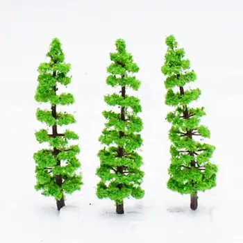 10Pieces/Paket Model Jelka Vlak Plastičnih Zeleno Drevo Nastavite Pokrajino Pokrajina Miniature Postavitev HO N