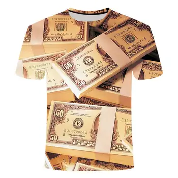 2021 novo 3D tiskanih bankovcev dolar T-shirt za moške poletne priložnostne kratka sleeved 3D T-shirt vrh