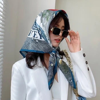 2021 novo pomlad ženske šal kakovosti šal svile modni šal headscarf plaža za zaščito pred soncem vrečko headscarf šal, 90 cm*90 cm