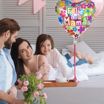 5pcs 18 inch Natisnjeni španski Vesel Matere' Dan Folija Baloni materinski Dan Srce Oblika Ljubezni Globos Dekor Mama Balon Darila