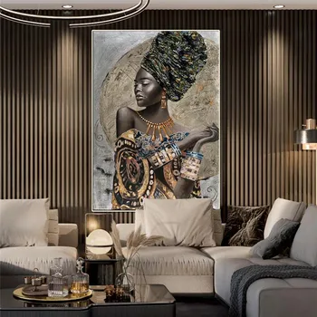 Afriško Črno Žensko Platna Slike Grafiti Umetnost Plakatov in Fotografij Povzetek Afriške Dekle na Zid, Umetniške Slike, Stenski Dekor
