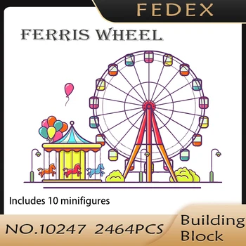 Avtor Strokovnih Mesto Street View Zabaviščni Ferris Wheel Združljiv 15012 Model Gradnik Opeke Izobraževalne Igrače, Darila