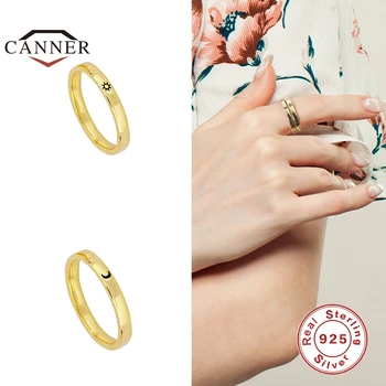CANNER 2021 Klasičnih Luxury Real Trdna 925 Sterling Srebrni Prstan za Ženske Cirkon Poroko Posla Nakit Dekle Obroči anillos