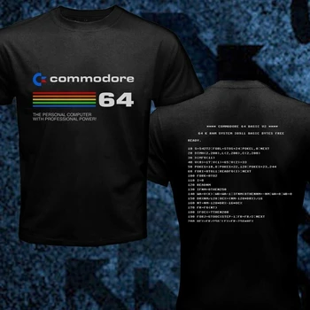 Commodore 64 Osnovna V2 Računalnik Retro Geek Nerd Programiranje Človek T-Shirt Dvojni Stranski Unisex Tees