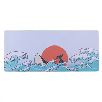 Coral Sea/Ukiyo-E Rdeča/Temno Messenger Mouse Pad Veliko Tipkovnico Ploščico Namizje Non-slip Tabela Mat za Domačo Pisarno