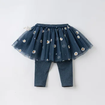 DBJ16496-2 dave bella pomlad baby dekleta modni vezenino hlače otrok celotno dolžino otroci hlače za malčke malčka hlače