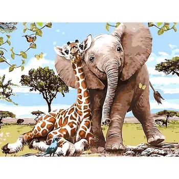 Diamond Vezenje Slon, Žirafa Diamond Slikarstvo Polni Sveder Živali Diamond Prodajo Slik Z Okrasnih Umetnosti