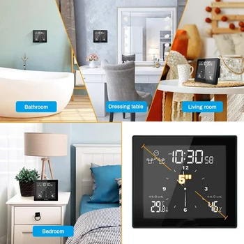 Digitalni LCD Zaslon Ura,Pod Uro za Kopalnico/Kuhinja,Nepremočljiva Stenske Ure s Temperaturo&Vlažnost Zaslon,B