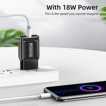 GTWIN 18W Hitro Polnjenje 3.0 USB Polnilnik Za IPhone, Samsung Xiaomi EU NAS Priključite Polnilnik Hitro Polnjenje QC3.0 Telefon Adapter