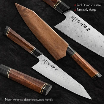HEZHEN 8,5 Palca Kuhar Nož 110 Plasti Pravi Damask Super Jekla Japonski Rezanje Mesa Kuhanje Kuhinjski Nož