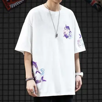 Kitajski Modi, O-Neck Majica S Kratkimi Rokavi Poletje Harajuku Grafični T Srajce Korejski Ulične 2021 Moških Oblačila Bele Srajce