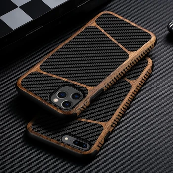 Luksuzni Woodern Ogljikovih Vlaken Primeru Za iPhone 12 11 Pro X Xr Xs Max Mat Mehka Telefon Kritje Za 7 Plus 8 Silikonski Poslovnih Odbijača