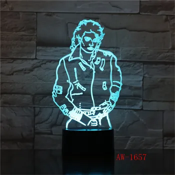 MJ Michael Jackson Znak 3D iluzije Luči Tabela Namizno Svetilko 7 Barvo Akril USB led otroška Soba Dekor Noč svetlobe AW-1657