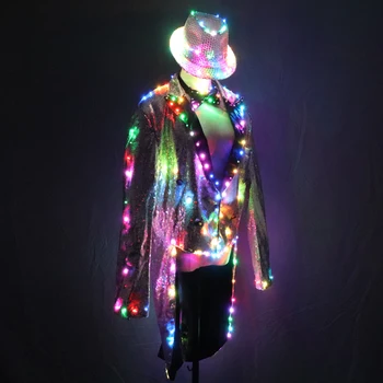 Moda Swallowtail LED Jopičem Svetlobna Kostume Žareče vestidos LED Oblačila Kažejo Moških LED Oblačila Ples Dodatki