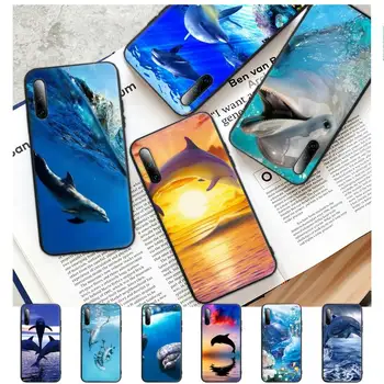 Morske Živali Srčkan Delfinov Črnega Silikona Mobilni Telefon Kritje Velja Za Samsung Galaxy S9 S10 S20 S21 S30 Plus Ultra S10e S7 S8