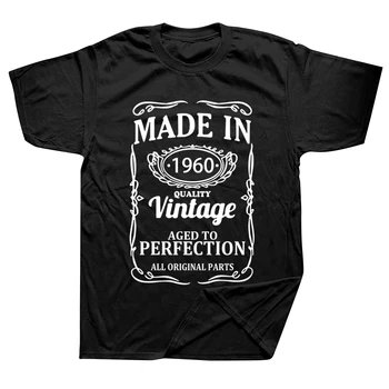 Narejen Leta 1960 Majica za Rojstni dan Darila za Moške Letnik 51th Limited Edition Grafike Black T-majica Classic Prevelik Kratek Rokav
