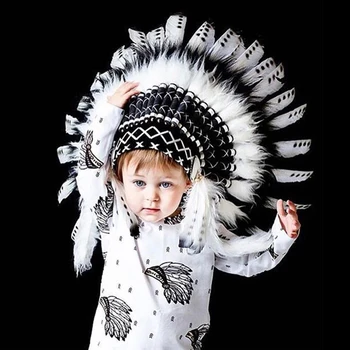 Otrok Stranka American Native Indijski Pero Headdress Klobuk Fotografija Prop