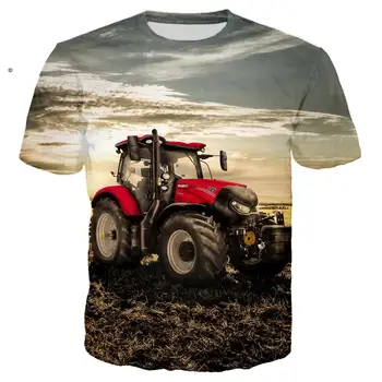 Poletje 3D Tiskanje Nov Avto, Traktor T-shirt Moških Hip Hop Ropa Hombre Priložnostne Ulične moška T-shirt Vrhovi Otroci Vrhovi Majice