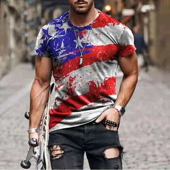 Poletje Nova moška T-shirt Evropski in Ameriški Street Fashion 66 Pivo Ščit 3D Tisk Oblačil Svoboden Velikosti T-shirt