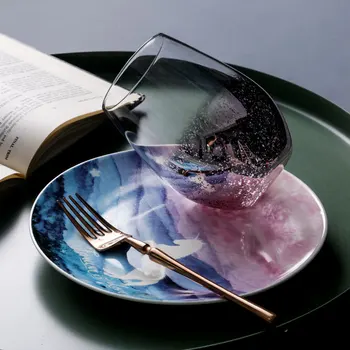Porcelan večerja določa keramični solata suši sladico plošče okrogel pladenj, dekorativni kosti kitajske servis določa kuhinja jedi