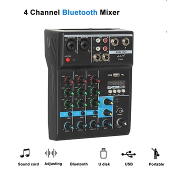 Prenosni o Mešalnik Strokovno 4 Channel Bluetooth Mešalnik DJ Konzolo z Reverb Efekt za Karaoke USB Živo Fazi KTV