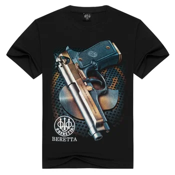 Smešno [Moške kosti] Men ' s pištolo beretta tshirt priložnostne črni bombaž 3d majica s kratkimi rokavi, oblačila Moški T Shirt tiskanje slog t-shirt moški