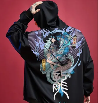 Spomladi in jeseni trend Japonski harajuku ulične moških hip-hop hooded svoboden plus velikost punk oblačila Grafični Zamotek Nekaj hoodie