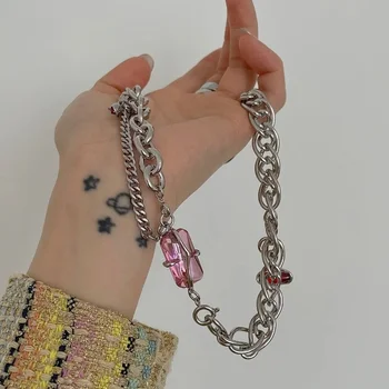 Spremenljivka oblikovan ključnico verige v prahu gem breskov cvet element recombines na ogrlico design občutek Valentinovo darilo