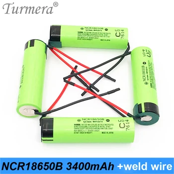 Turmera 18650 Baterijo NCR18650B 3,7 V 3400mah Litijeva Baterija za ponovno Polnjenje Za Izvijač in sesalnik z mehko Spajkanje Žic