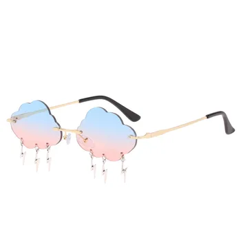 Vintage Rimless sončna Očala Ženske Oblaki Steampunk sončna Očala brez okvirjev Moških Očala Strele Obesek Odtenki UV400 Voznik Očala