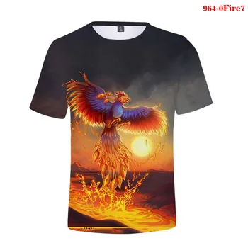 Vroče Prodaje 3d T Shirt Ogenj Phoenix Ptica Tiskanja Moških Cosplay Kratek Rokav Harajuku Tshirt Poletje Svoboden Ogenj Phoenix Ptica Ulične